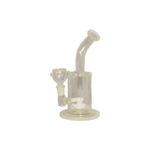 9-inch bent neck glass water pipe with disc percolator for smoother hits, designed by IAC International.