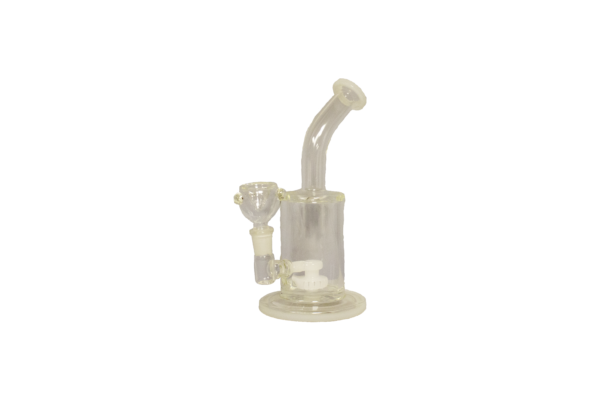 9-inch bent neck glass water pipe with disc percolator for smoother hits, designed by IAC International.