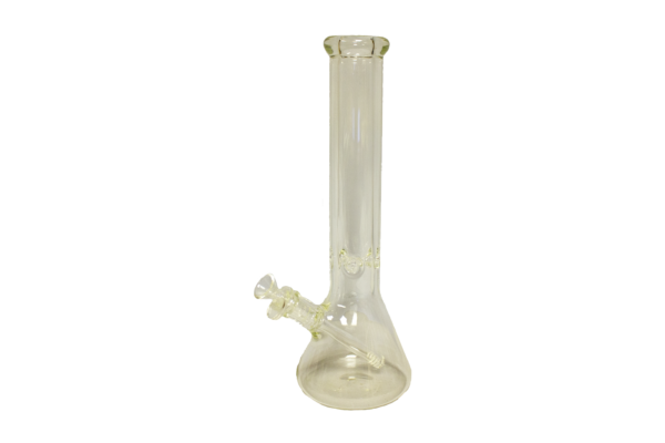 16-inch thick glass beaker water pipe with removable downstem for smooth filtration and smoking.