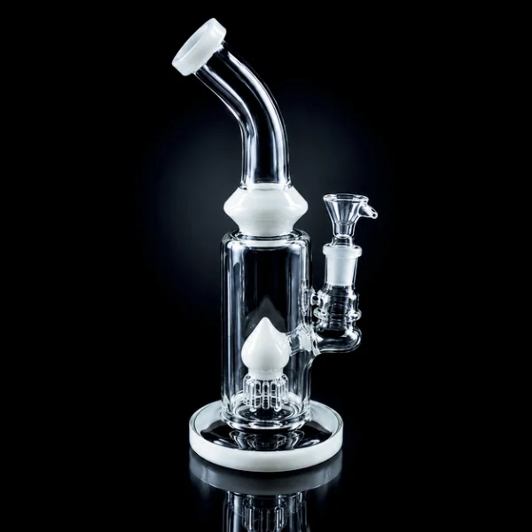 Waterpipe - 6in - Bent Neck - Barrel Perc - Asst. Color Accents