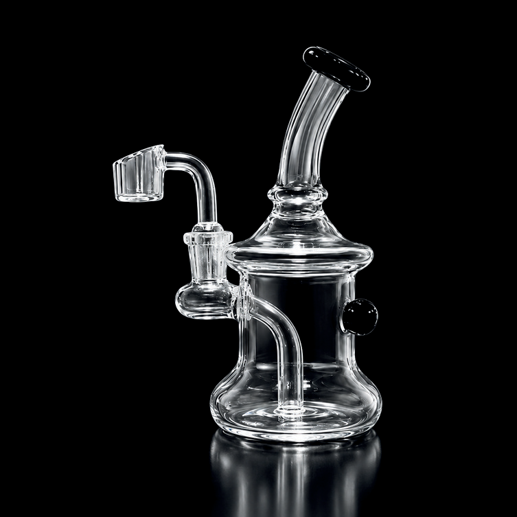 Waterpipe - 6in - Bent Neck - Mini Rig - Includes Banger - UFO Perc - Asst. Color Accents