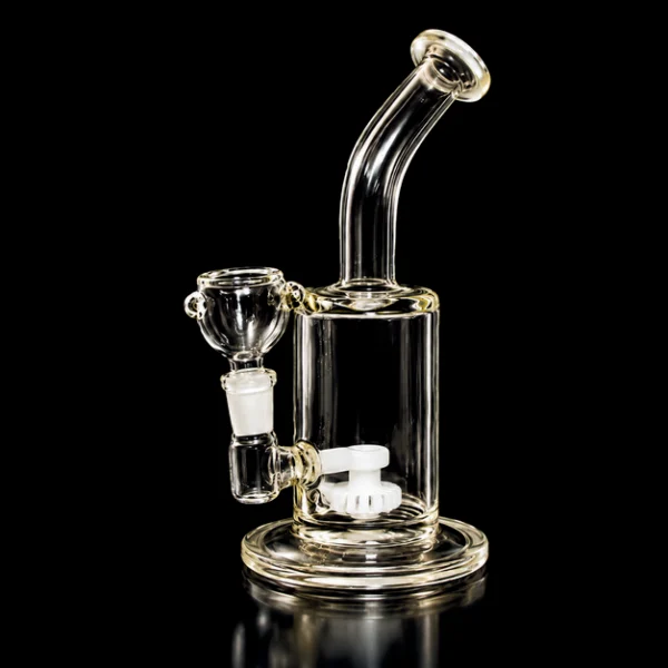 Waterpipe - 9in - Bent Neck - Turbine Perc - Clear