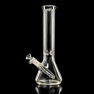 Waterpipe - 16in - Beaker Bottom - 9mm Thick - Ice Pinch - Clear