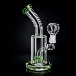 Waterpipe - 6in - Tube Shift - Bent Neck - Circ Perc - Asst. Color Accents