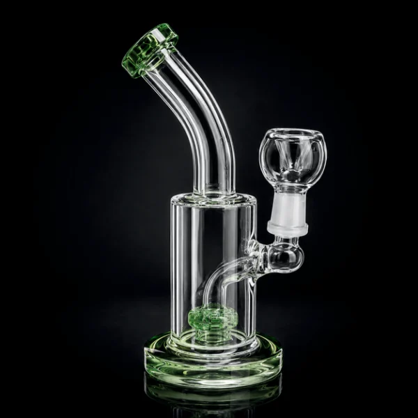 Waterpipe - 6in - Tube Shift - Bent Neck - Circ Perc - Asst. Color Accents
