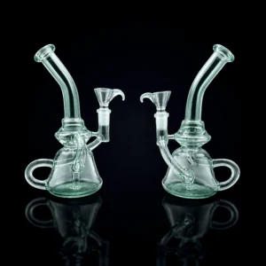 Waterpipe - 8in - Bent Neck - Recycler - Crystal Loop - glow In The Dark