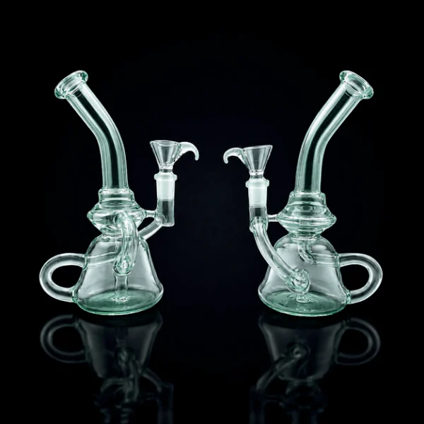 Waterpipe - 8in - Bent Neck - Recycler - Crystal Loop - glow In The Dark