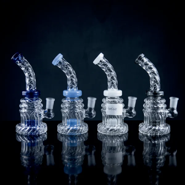 Waterpipe - 7in - Bent Neck - Twist - Textued Body - Barrel Perc - Asst. Color Accents