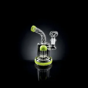 Waterpipe - 7in - 6 Arm Tree Perc - Bent Neck Twist - Asst. Color Accents