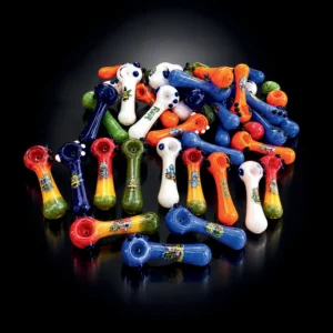 Glass Hand Pipe - 4in - 80g - Rick and Morty-Style Cartoon Decals