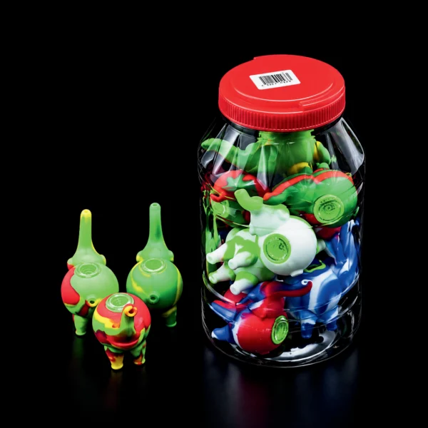 Jar of 12 Silicone Elephant pipes
