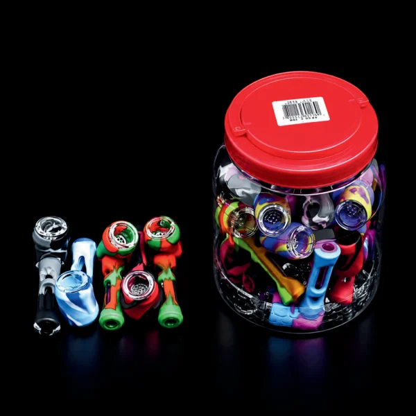 Silicone 2-in-1 Chillum Pipes 4" 24 pcs/jar