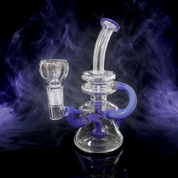 Waterpipe - 8in - Beaker Bottom- Reclycler - Green Accents