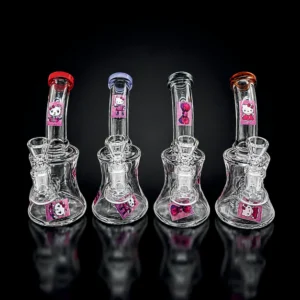 Waterpipe - 6in - Bent Neck Glass - Assorted Skull Decals
