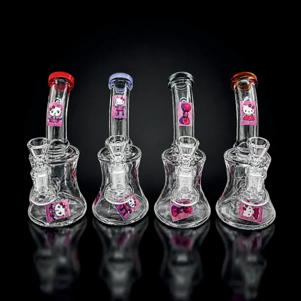 Waterpipe - 6in - Bent Neck Glass - Assorted Skull Decals