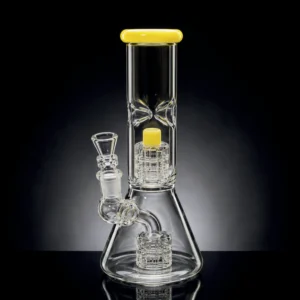 Waterpipe - 8in - Beaker Base - Cage Percs - Ice Pinch - Asst. Colors