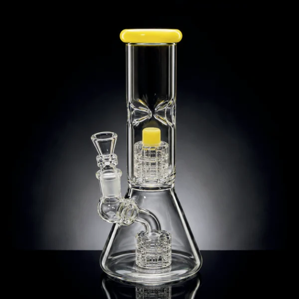 Waterpipe - 8in - Beaker Base - Cage Percs - Ice Pinch - Asst. Colors