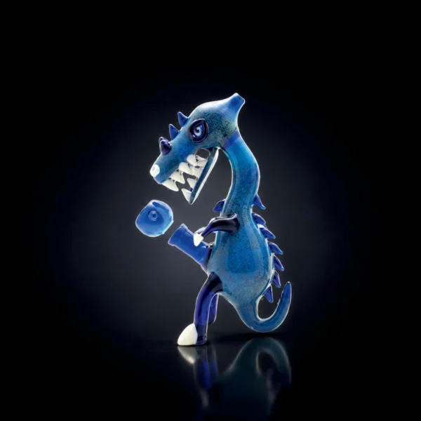 Waterpipe - 7in - Fritted Dragon Rig - Asst. Color Accents