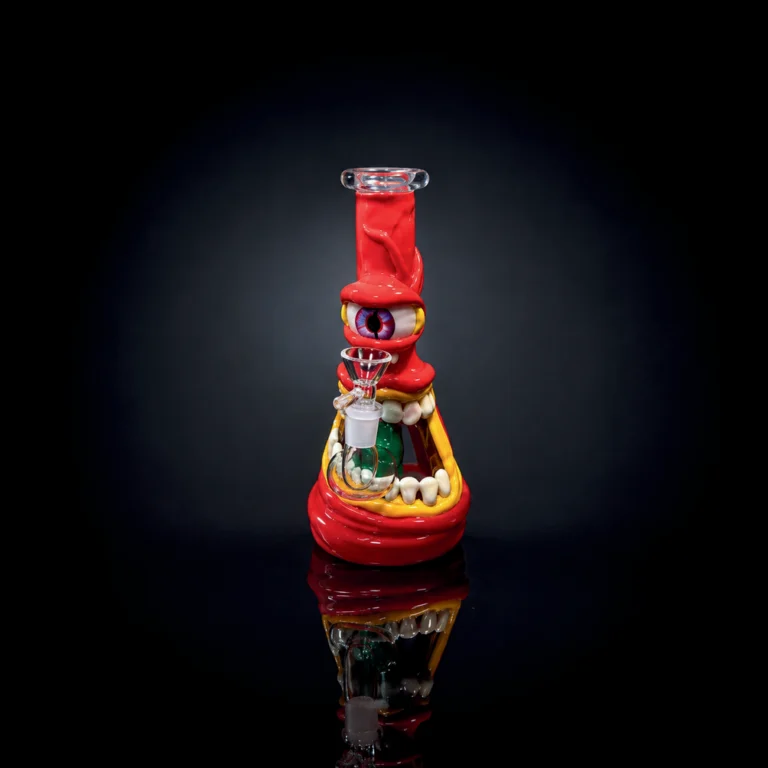 Waterpipe - 8.5in - Red Top Hat Cyclops 3D Resin Design