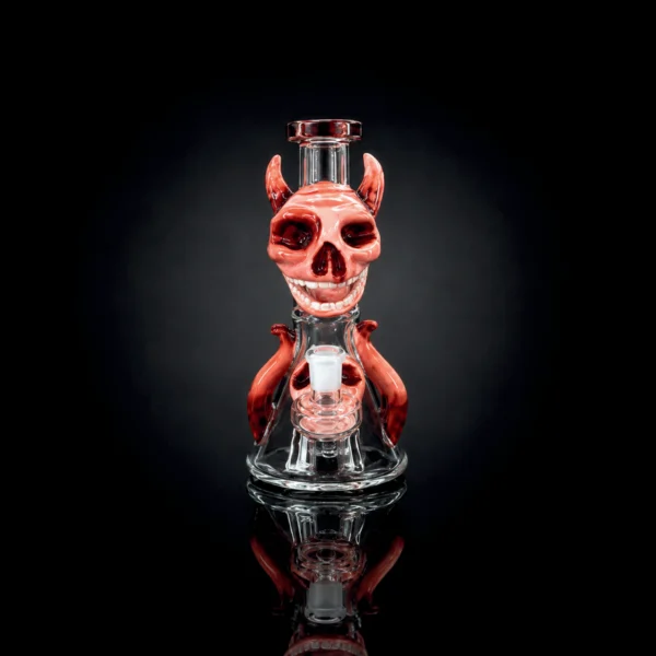 Waterpipe - 8.5in - Red Devil Skull 3D Resin Design