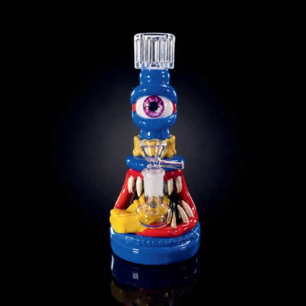 Waterpipe - 8.5in - Blue Toothy Cyclops 3D Resin Design