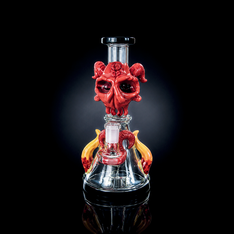Waterpipe - 8.5in - Red Devil 3D Resin Design