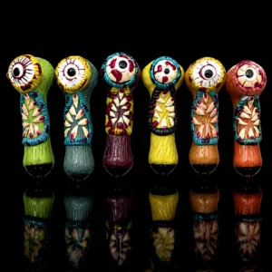 Glass Hand Pipe - 5in - Eyeball Pattern - Assorted Designs
