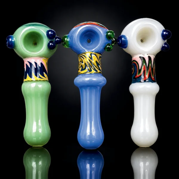 Glass Hand Pipe - 5in - Toothy Face Design - Assorted Colors