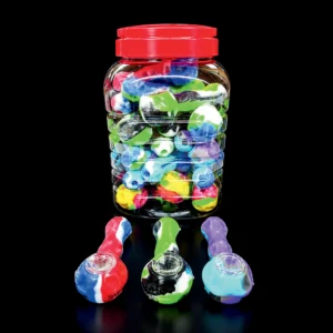 Jar of Silicon 3.5" Honeycomb Silicone Pipes 25 PCs in A Jar