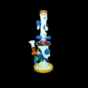 Glass water pipe with decorative designs, perfect for an enhanced smoking experience.