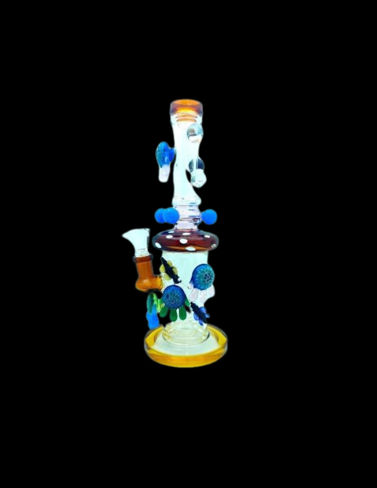 Glass water pipe with decorative designs, perfect for an enhanced smoking experience.