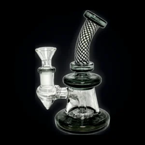Waterpipe - 6in - Bent Neck - Diamond Pattern Neck - Slitted Diffuer