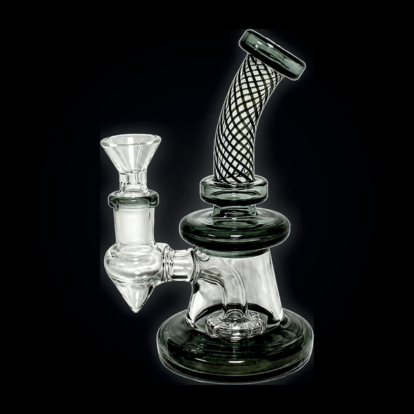Waterpipe - 6in - Bent Neck - Diamond Pattern Neck - Slitted Diffuer