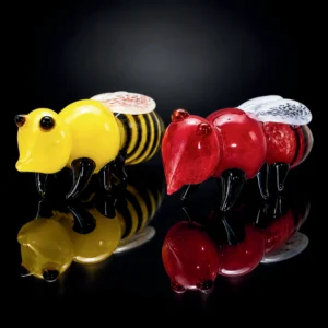 Glass Hand Pipe - 5in - Bumblebee Shape - Assorted Colors