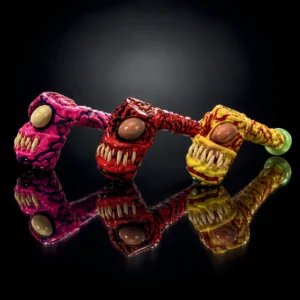 3D Resin Hammer Hand Pipe - 7in - Toothy Creature - Assorted Colors
