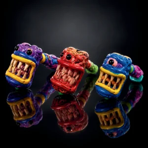 3D Resin Hammer Hand Pipe - 7in - Multi-Eye Creature - Assorted Colors