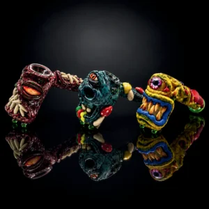 3D Resin Hammer Hand Pipe - 7in - Wide-Mouth Creature - Assorted Colors
