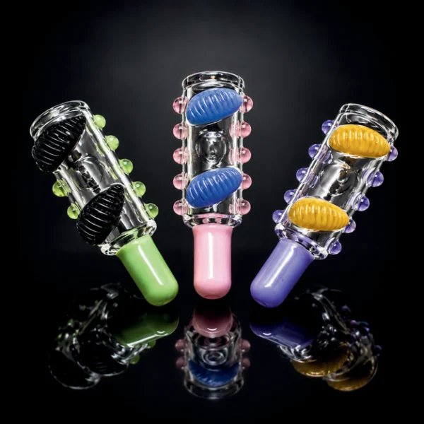 Glass Hand Pipe - 5in - Ice Cream Cone with Bites - 3 Assorted Colors