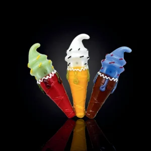 Glass Hand Pipe - 5in - Soft Serve Ice Cream Cone - 3 Assorted Colors
