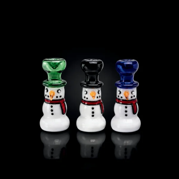 Glass Hand Pipe - 5in - Snowman Shape