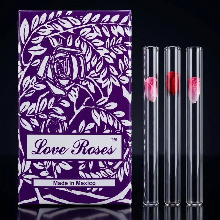 Love Rose 4" Chillums  of 25 pcs 2mm thick Blue Box