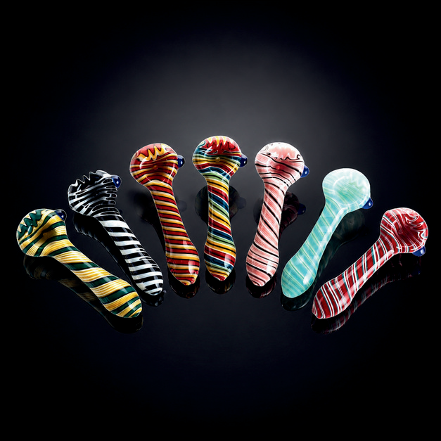 GLASS ARTISTIC HAND PIPE 4.5" ASST