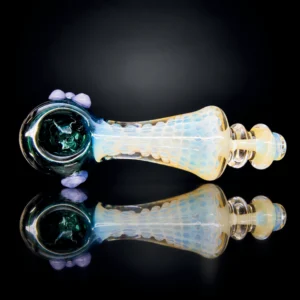 Glass Hand Pipe - 5in - Frog Face Design - Silver Fumed - Assorted Colors