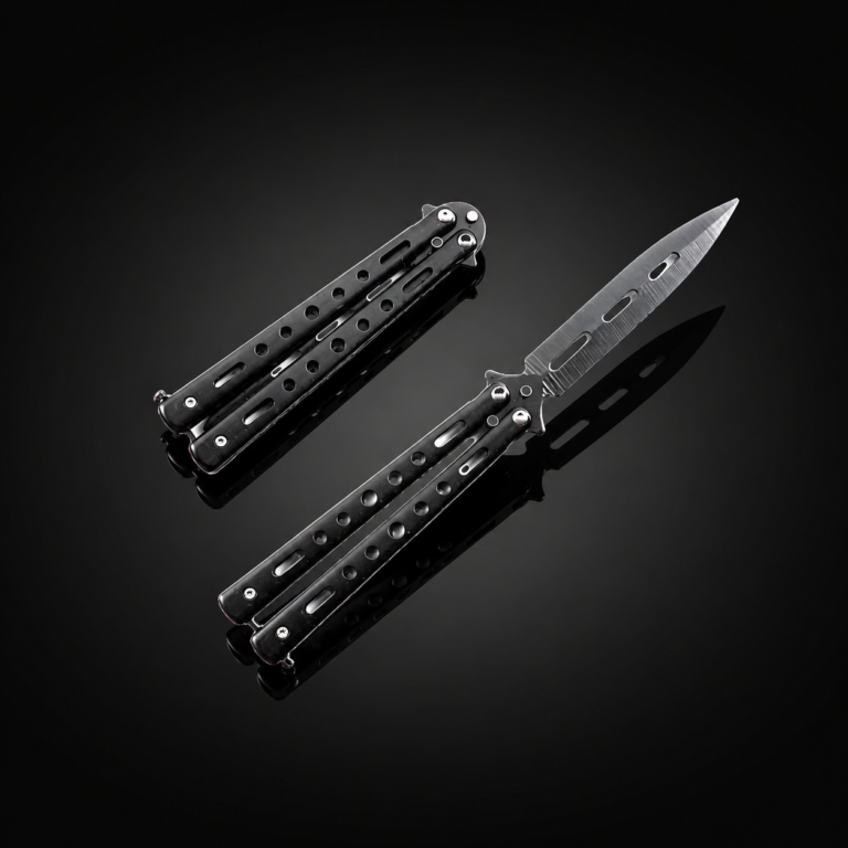 KNIFE BUTTERFLY 9" METAL BLACK COLOR