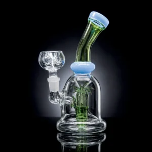 Waterpipe - 5in - Bent Neck Glass - Skull Chamber - Assorted Color Accents