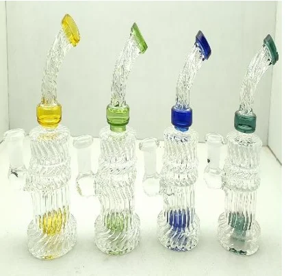 Warer Pipe 6" CUT GLASS BENT NECK 4 ASST