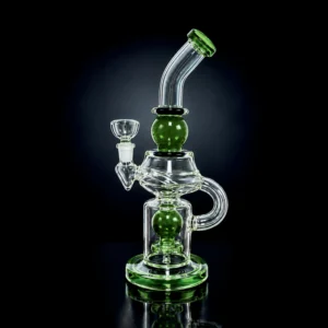 Waterpipe - 13in - Bent Neck - Recycler - Ball Diffuser Perc - Asst. Collor Accents