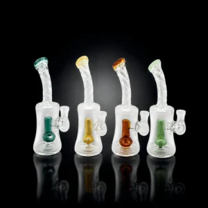Waterpipe - 6in - Frosted Glass - Guitar Perc - Assorted Color Accents