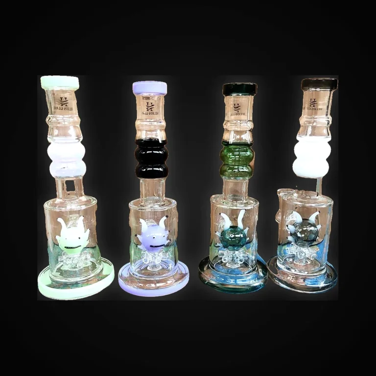 Water Pipe 8" CUT GLASS BENT NECK 4 ASST