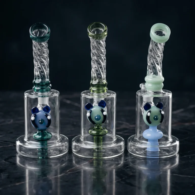 Water Pipe 6" CUT GLASS BENT NECK 4 ASST